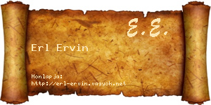 Erl Ervin névjegykártya
